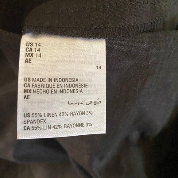 Alfani Culottes Womens Size 14 Pants Linen Blend High Waist Stretch Black NWT - Picture 4 of 7